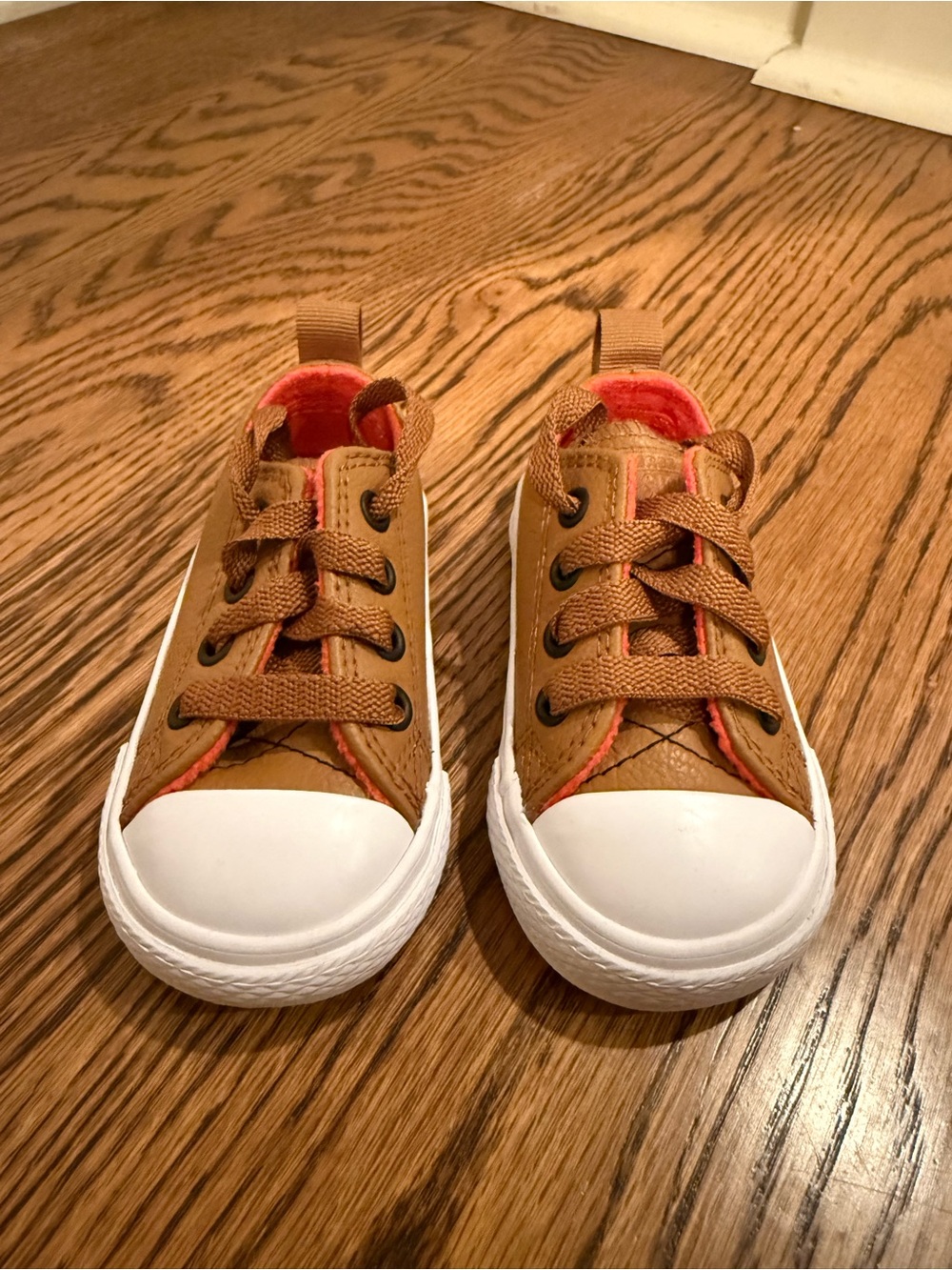 Converse Kids Tan Canvas Sneakers with White Toe